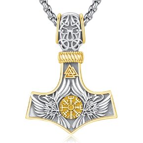 Viking Mjolnir Thors Hammer Necklace Norse Thor Talisman Amulet Pendant 925 Sterling Silver 18k Gold Plated Viking Jewelry Gifts for Men Women in Kuwait