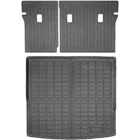 IKON MOTORSPORTS TPE Cargo Trunk Liner + Backrest Mats، متوافق مع 2025-2026 Volkswagen Tiguan W/5 مقاعد، مناسب لجميع الأحوال الجوية حماية شديدة التحمل لصينية صندوق السيارة الخلفي، 3 قطع in Kuwait