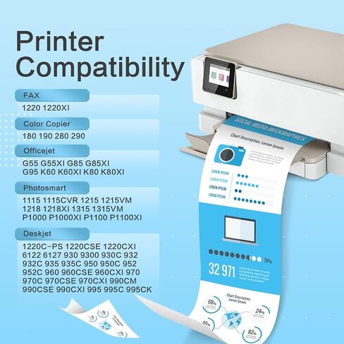 مجموعة خرطوشة حبر 45 78 متوافقة مع خرطوشة حبر HP 45 78 تعمل مع Deskjet 1220c-ps 930C 952C 970Cxi، ناسخة ملونة فاكس 1220، PhotoSmart 1115 1215 (عبوتان) in Kuwait