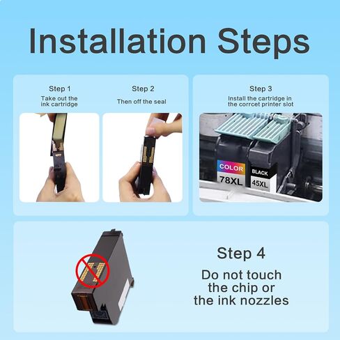 مجموعة خرطوشة حبر 45 78 متوافقة مع خرطوشة حبر HP 45 78 تعمل مع Deskjet 1220c-ps 930C 952C 970Cxi، ناسخة ملونة فاكس 1220، PhotoSmart 1115 1215 (عبوتان) in Kuwait