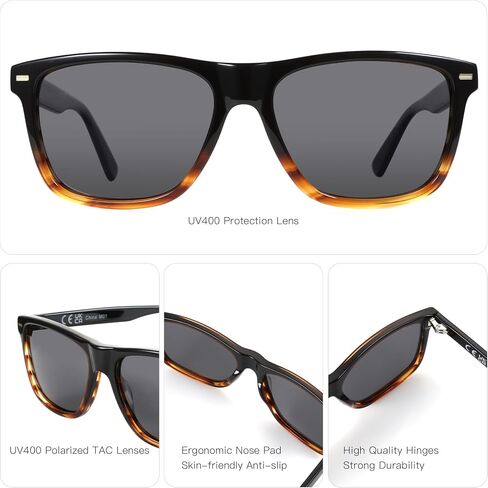 ZENOTTIC Square Sunglasses Mens Polarized: Square Sunglasses UV400 Protection - Classic Sunglass Retro Frame in Saudi Arabia