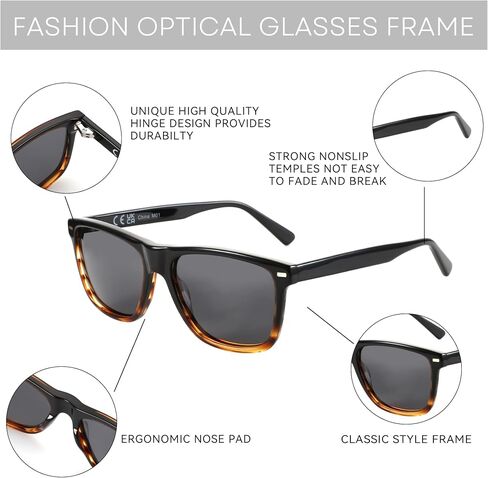 ZENOTTIC Square Sunglasses Mens Polarized: Square Sunglasses UV400 Protection - Classic Sunglass Retro Frame in Saudi Arabia