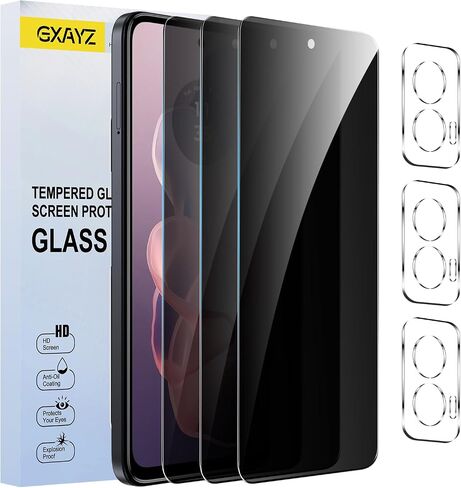 [3+3 Pack] Privacy Screen Protector for Moto G Stylus 5G 2022 with 3 Pack Camera Lens Protector, HD Clear Tempered Glass Film, Anti Spy, Anti Scratch, 10H Hardness, Touch Sensitive, Bubble Free in Saudi Arabia
