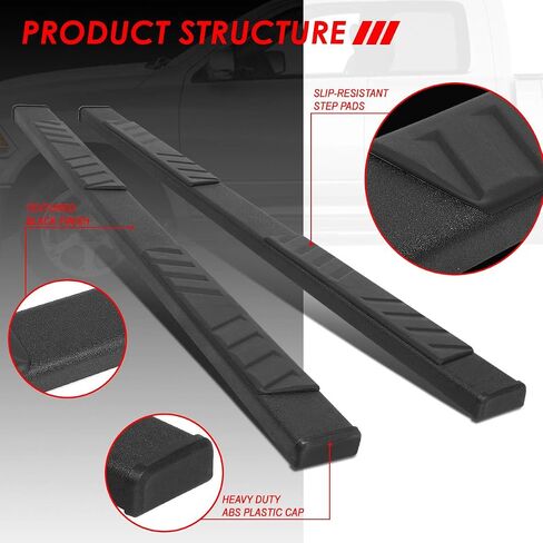 Auto Dynasty Flat Running Boards Compatible with 2009-2024 Dodge Ram 1500 Truck Extended/Quad Cab, Stainless Steel Side Step Rail Nerf Bars, 5" Step Bars, Polished Chrome in Saudi Arabia