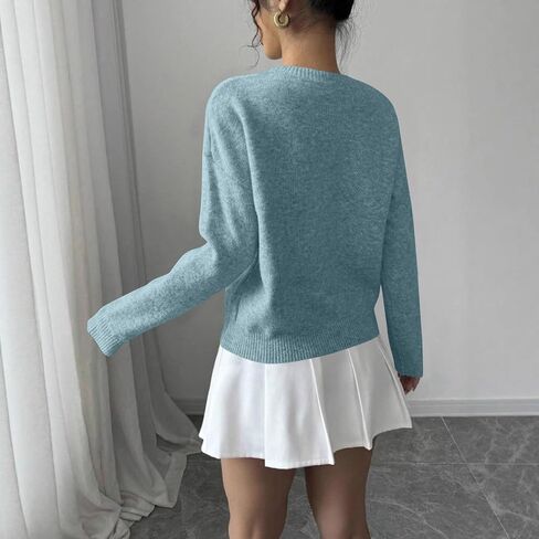 Crew Neck Pullover Sweater for Women Loose Fit Knit Floral Sweater Long Sleeve Cute Fall Oversized Tops Pullover 2025 in Saudi Arabia