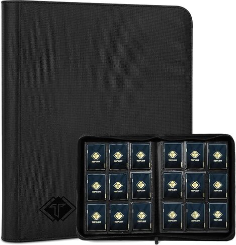 حافظة بطاقات لبطاقات التداول ذات 9 جيوب، حافظة بطاقات TiopLior Zip MTG مع جيب تحميل جانبي 432، ألبوم بطاقات مناسب لبطاقة كرة القدم الرياضية لكرة القدم البيسبول TCG، سهلة الإدخال لمجموعة البطاقات باللون الأسود in Kuwait