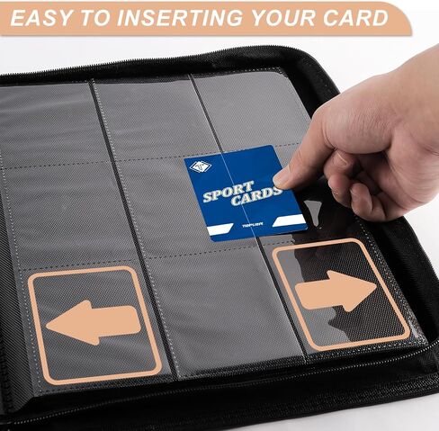 حافظة بطاقات لبطاقات التداول ذات 9 جيوب، حافظة بطاقات TiopLior Zip MTG مع جيب تحميل جانبي 432، ألبوم بطاقات مناسب لبطاقة كرة القدم الرياضية لكرة القدم البيسبول TCG، سهلة الإدخال لمجموعة البطاقات باللون الأسود in Kuwait