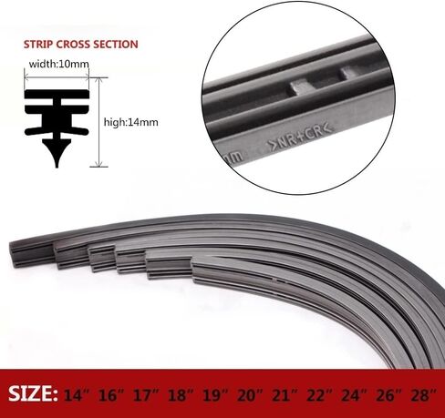 OEM Quality 2pcs Car Wiper blade Strips Vehicle Insert Rubber Strip 14"16"17"18"19"20"21"22"24"26" 28" 10mm FR Automotive Accessories Perfect fit for windshields (Size : 19 inch 475mm) in Kuwait