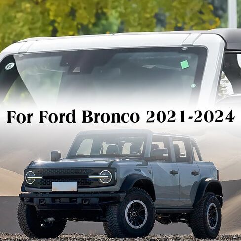 غطاء رف الأمتعة من ألياف الكربون الحقيقية من Jogon لسيارة Ford Bronco Raptor Wildtrak Big Bend Everglades 2021 2022 2023 2024 2025، غطاء غطاء لولبي للسقف الأمامي (لامع CF) in Kuwait