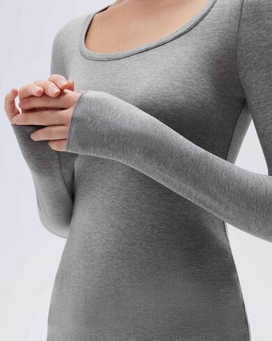 SUUKSESS Cloud Cashmere Women Scoop Neck Fitted Long Sleeve Shirt Basic Knit Tops in Saudi Arabia