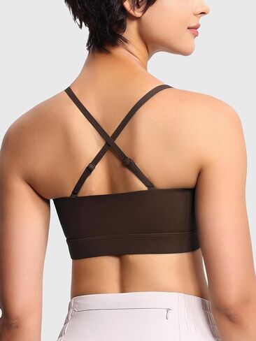 Women's Adjustable Spaghetti Strap Sports Bras Wirefree Yoga Bra with Removable Padded in Saudi Arabia