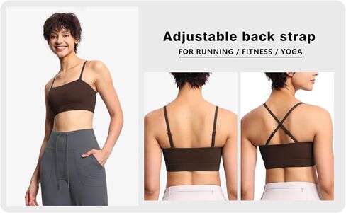 Women's Adjustable Spaghetti Strap Sports Bras Wirefree Yoga Bra with Removable Padded in Saudi Arabia