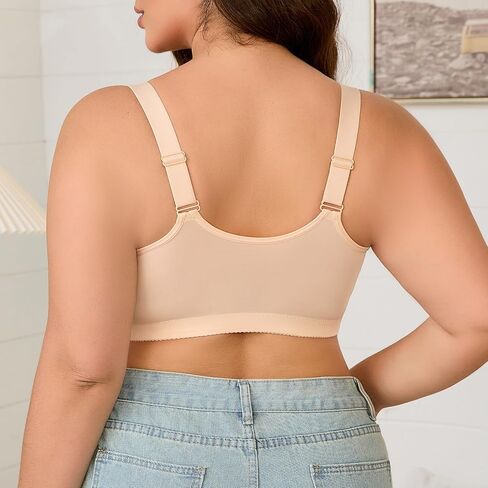 Daisy Bras for Older Women Front Closure – Wireless Plus Size Bra, No Underwire, Comfortable Snap Closing Bra for Seniors in Saudi Arabia