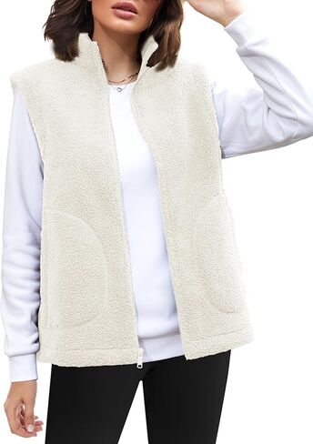 YUCOLEN Womens Polar Fleece Vest Outerwear with 4 Pockets Soft Lightweight Sleeveless Coat for Women with Full Zipper in Kuwait