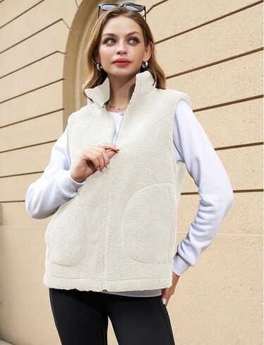YUCOLEN Womens Polar Fleece Vest Outerwear with 4 Pockets Soft Lightweight Sleeveless Coat for Women with Full Zipper in Kuwait
