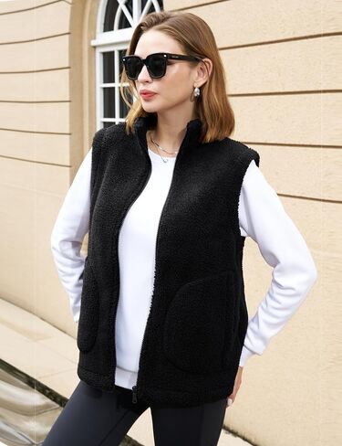 YUCOLEN Womens Polar Fleece Vest Outerwear with 4 Pockets Soft Lightweight Sleeveless Coat for Women with Full Zipper in Kuwait