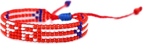 Puerto Rico Flag Bracelet - Puerto Rico Pride Bracelet - Pulsera de Puerto Rico - Adjustable Red, White & Blue Jewerly for Men & Women - Handmade - Premium Czech Beads - Travel Souvenir & Gift in Saudi Arabia