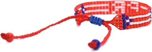 Puerto Rico Flag Bracelet - Puerto Rico Pride Bracelet - Pulsera de Puerto Rico - Adjustable Red, White & Blue Jewerly for Men & Women - Handmade - Premium Czech Beads - Travel Souvenir & Gift in Saudi Arabia
