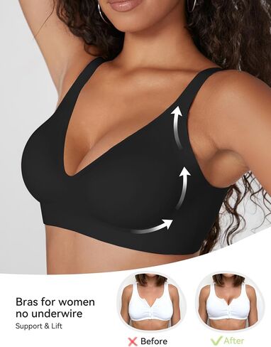 Womens Deep V Bras Full Coverage Comfortable No Underwire Wireless Bras Tshirt Push Up Bralettes Seamless Bra in Saudi Arabia