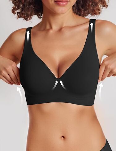 Womens Deep V Bras Full Coverage Comfortable No Underwire Wireless Bras Tshirt Push Up Bralettes Seamless Bra in Saudi Arabia