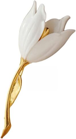 Tulip Brooch Women Gold Plated Alloy Resin Corsage Jewelry Gift Brooch Badge Love Accessories Jewelry Accessories Chest, White in Saudi Arabia