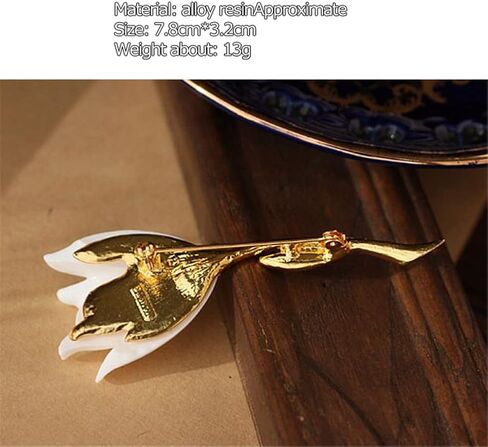 Tulip Brooch Women Gold Plated Alloy Resin Corsage Jewelry Gift Brooch Badge Love Accessories Jewelry Accessories Chest, White in Saudi Arabia