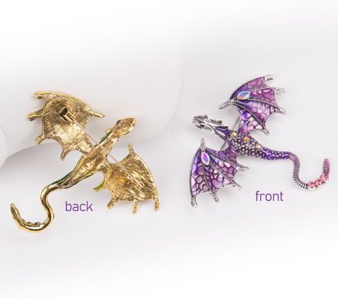 ZORZA Vintage Enamel Dragon Brooch Pin Rhinestone Pterosaur Flying Dragon Brooch Cartoon Style Animal Brooch Personalized Wings Dragon Badge for Hats Collars and Bags in Saudi Arabia