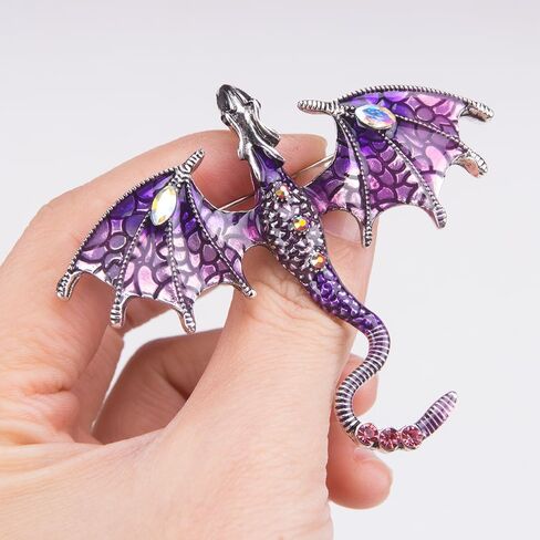 ZORZA Vintage Enamel Dragon Brooch Pin Rhinestone Pterosaur Flying Dragon Brooch Cartoon Style Animal Brooch Personalized Wings Dragon Badge for Hats Collars and Bags in Saudi Arabia
