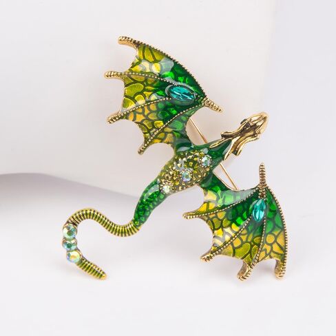 ZORZA Vintage Enamel Dragon Brooch Pin Rhinestone Pterosaur Flying Dragon Brooch Cartoon Style Animal Brooch Personalized Wings Dragon Badge for Hats Collars and Bags in Saudi Arabia