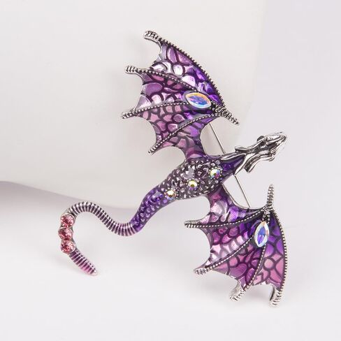 ZORZA Vintage Enamel Dragon Brooch Pin Rhinestone Pterosaur Flying Dragon Brooch Cartoon Style Animal Brooch Personalized Wings Dragon Badge for Hats Collars and Bags in Saudi Arabia