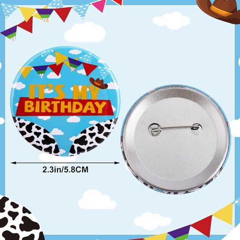 Cartoon It's My Birthday Button Pin, 2.3 Inch Cartoon Story Happy Birthday Pin Blue Sky White Cloud Badge Party Favors Decorations Supplies for Women Men Boy Girl in Saudi Arabia