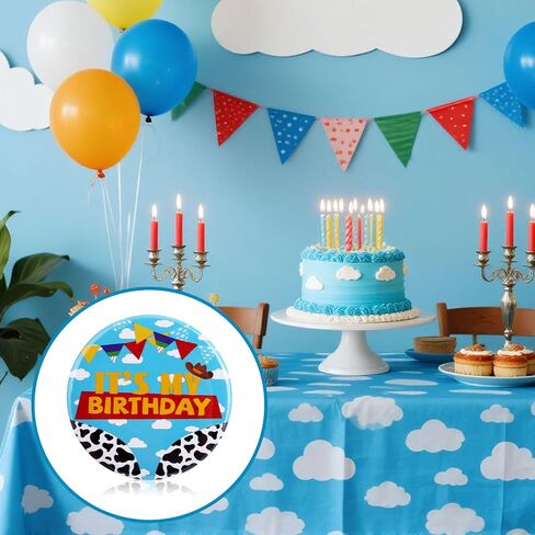 Cartoon It's My Birthday Button Pin, 2.3 Inch Cartoon Story Happy Birthday Pin Blue Sky White Cloud Badge Party Favors Decorations Supplies for Women Men Boy Girl in Saudi Arabia