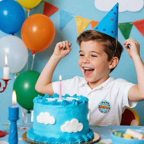 Cartoon It's My Birthday Button Pin, 2.3 Inch Cartoon Story Happy Birthday Pin Blue Sky White Cloud Badge Party Favors Decorations Supplies for Women Men Boy Girl in Saudi Arabia