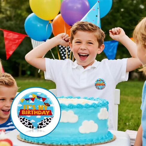 Cartoon It's My Birthday Button Pin, 2.3 Inch Cartoon Story Happy Birthday Pin Blue Sky White Cloud Badge Party Favors Decorations Supplies for Women Men Boy Girl in Saudi Arabia