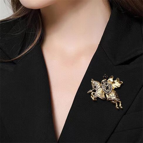 Antique Knights Templar Brooch Pin for Women Men Unisex Rhinestone Crusaders Solomon's Temple Shield War-horse Lucky Clover Leaf Engraved Vintage Dress Suit Accessories Jewelry Gift Souvenir in Saudi Arabia