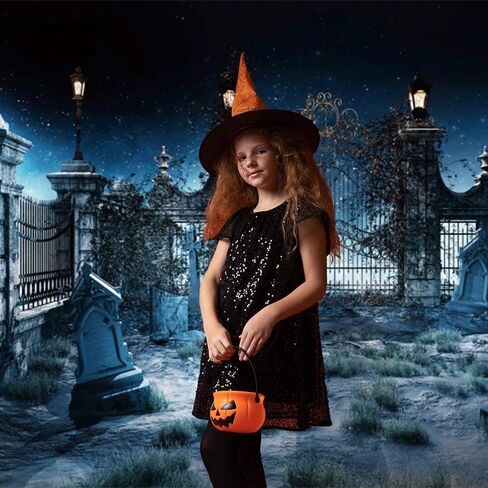 DASHAN 12x8ft Halloween Backdrop Gloomy Cemetery Spooky Courtyard Photography Background Discarded Evil Ghost Backdrop Halloween Celebration Decoration Scary Graveyard Photo Studio Props in Saudi Arabia