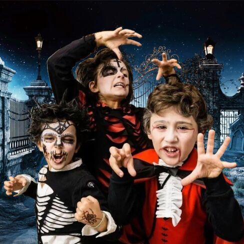 DASHAN 12x8ft Halloween Backdrop Gloomy Cemetery Spooky Courtyard Photography Background Discarded Evil Ghost Backdrop Halloween Celebration Decoration Scary Graveyard Photo Studio Props in Saudi Arabia
