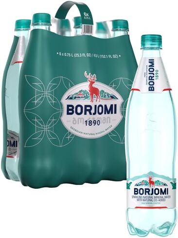 Borjomi Sparkling Natural Mineral Water, Plastic Bottles, 25.3 Fl Oz (Pack of 6) in Saudi Arabia