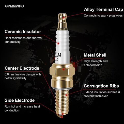 3521 CR9EIX Spark Plug Compatible with Polaris Ranger RZR XP 900, RZR 570, for Husqvarna TC250 TXC250, for Suzuki GSX-R750 RF600, for Kawasaki ZX750 ZX1100, for Yamaha TTR250 ZX750, 4 Pack in Saudi Arabia
