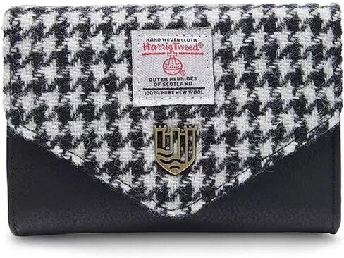 محفظة Islander HarrisTweed Lady ذات المشبك الصغير، جلد سويدي أسود ورمادي، الطول: 13 سم الارتفاع: 9 سم العرض: 4 سم، اسكتلندي in Kuwait