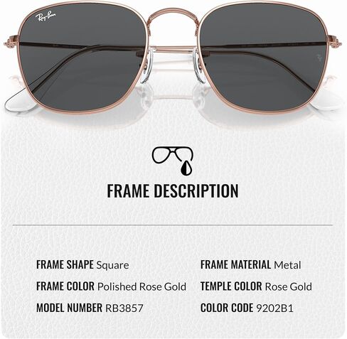 نظارة شمسية Ray-Ban RB3857 FRANK ROSE GOLD مربعة الشكل للرجال والنساء مع مجموعة نظارات RAYBAN الرسمية in Saudi Arabia