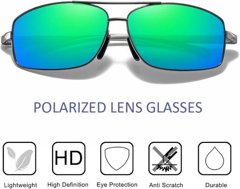 Ultra Lightweight Aluminum-Magnesium Polarized Sunglasses for Men Women Rectangular UV400 Protection in Kuwait