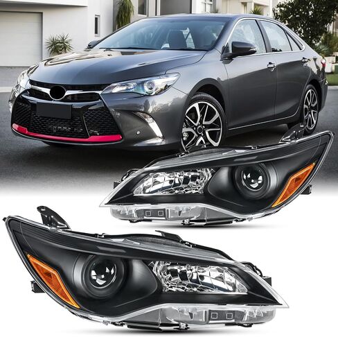 2PCS Headlights Assembly Set Compatible with 2015 2016 2017 Toyota Camry LE XLE SE XLE Replacement Headlamps Driver and Passenger LH&RH Side Black Housing Clear Lens TO2502224/TO2503224 in Saudi Arabia