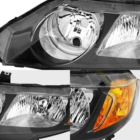 PartsFlow Halogen Headlight Chrome Housing Clear Lens Headlamp Left Drive Side Without Bulb For 2006 2007 2008 2009 2010 2011 Honda Civic 33151SNAA02 in Saudi Arabia