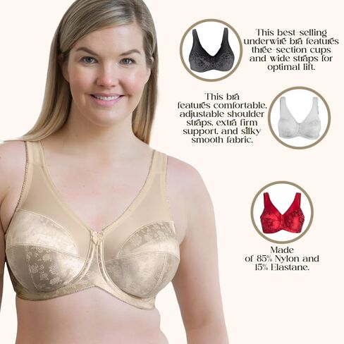 Style 7101 | Full Figure Support Underwire Bra | Adjustable Straps | Extra Firm Support | USA Made in Kuwait