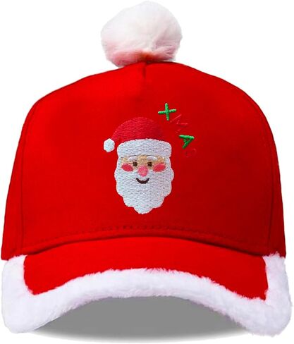Unisex Red Christmas Baseball Cap Adjustable Cotton Plush Top Hat for Adults & Kids in Saudi Arabia