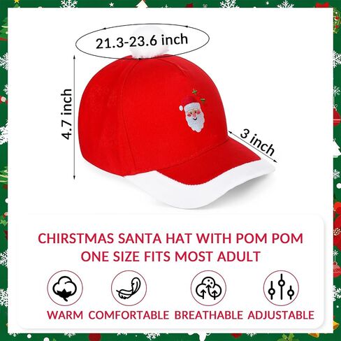 Unisex Red Christmas Baseball Cap Adjustable Cotton Plush Top Hat for Adults & Kids in Saudi Arabia