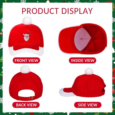 Unisex Red Christmas Baseball Cap Adjustable Cotton Plush Top Hat for Adults & Kids in Saudi Arabia