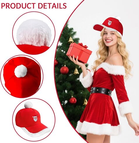 Unisex Red Christmas Baseball Cap Adjustable Cotton Plush Top Hat for Adults & Kids in Saudi Arabia