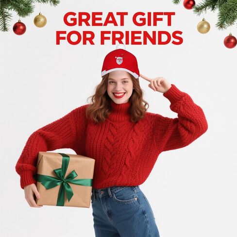 Unisex Red Christmas Baseball Cap Adjustable Cotton Plush Top Hat for Adults & Kids in Saudi Arabia